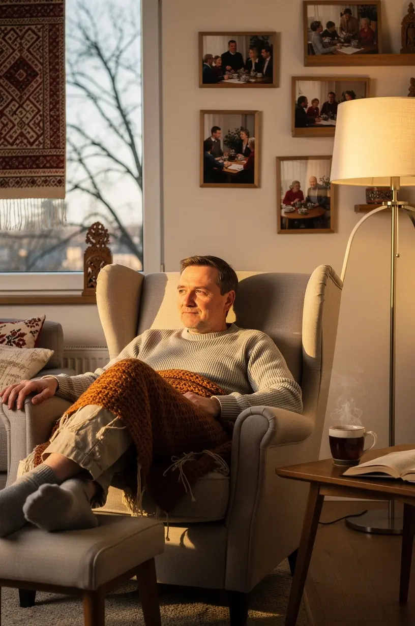 Arbatos puodelis ant medinio stalo šiltame namų interjere, skatinantis atsipalaidavimą ir kasdienį gerovės jausmą.